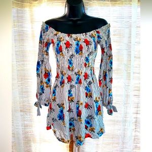 Floral/Stripe Smocked Romper